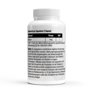 Melatonin — label with nutrition information