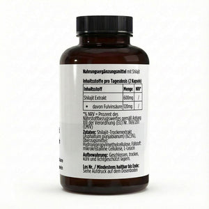 Therapium Shilajit, a jar of 90 vegan capsules with extract at 20% fulvic acid