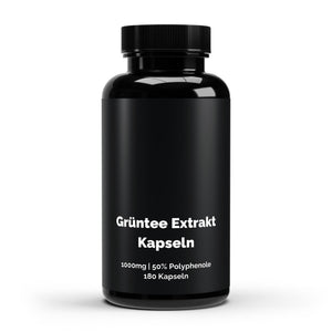 Therapium Green Tea Extract, a jar of 180 vegan capsules with zinc, vitamin C and black pepper