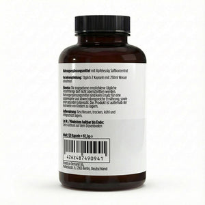 Therapium Apple Cider Vinegar Capsules, a jar of 120 vegan capsules at 600 mg each