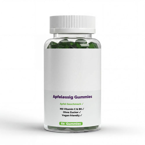 Therapium Apple Cider Vinegar Gummies, a jar of 60 apple gummies with vitamin C, vitamin B6 and chromium