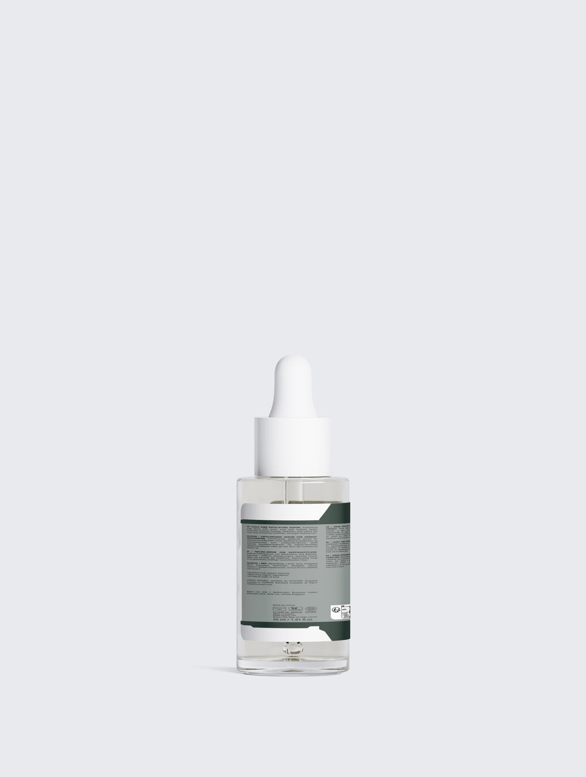 ROOTSYNC Scalp Care Exfoliating Serum, the 30 ml dropper bottle shown from the back with the label text