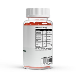 Therapium Ashwagandha Gummies, a jar of 60 mango gummies with ashwagandha and vitamin B6