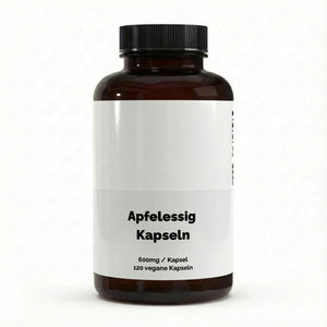 Therapium Apple Cider Vinegar Capsules, a jar of 120 vegan capsules at 600 mg each