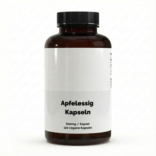 Therapium Apple Cider Vinegar Capsules, a jar of 120 vegan capsules at 600 mg each