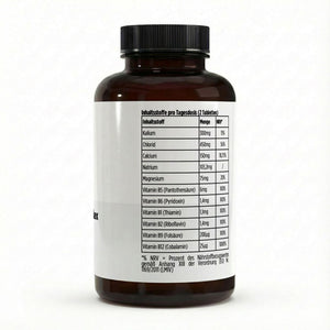 Therapium Electrolyte Complex, a jar of 120 vegan tablets with calcium, magnesium, sodium and B vitamins