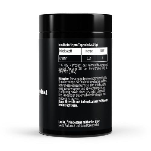 Therapium Creatine Monohydrate Raspberry, a 500 g tin of powder