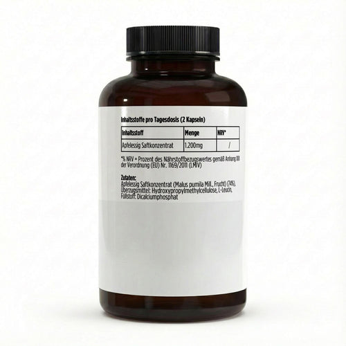 Therapium Apple Cider Vinegar Capsules, a jar of 120 vegan capsules at 600 mg each