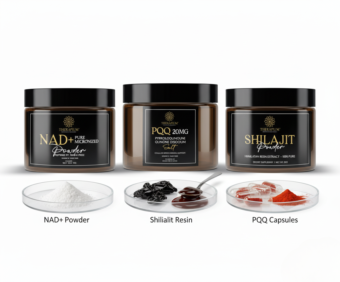 Stivă de suport celular THERAPIUM™ – NAD+, PQQ și Shilajit