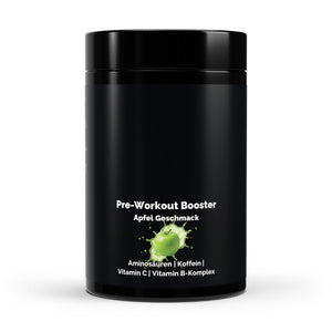 Therapium Pre-Workout Booster Apple, a 520 g tin of powder