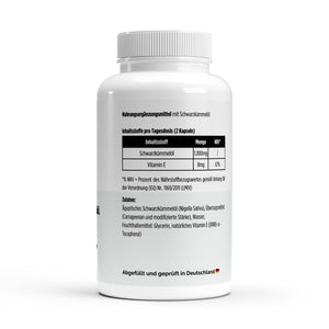 Therapium Egyptian Black Seed Oil, a jar of 240 vegan softgels with black cumin oil