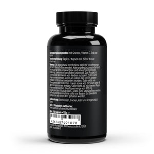 Therapium Green Tea Extract, a jar of 180 vegan capsules with zinc, vitamin C and black pepper