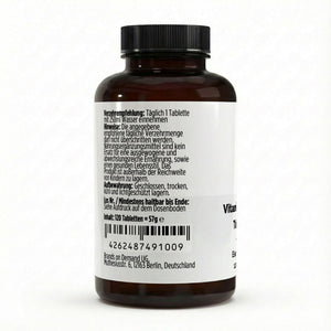 Therapium Iron and Vitamin C, a jar of 120 vegan tablets with iron bisglycinate
