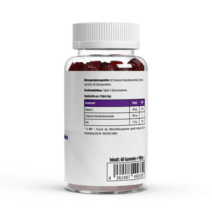Therapium Elderberry Gummies, a jar of 60 gummies with black elderberry, vitamin C and zinc