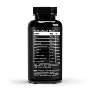 Therapium Green Tea Extract, a jar of 180 vegan capsules with zinc, vitamin C and black pepper