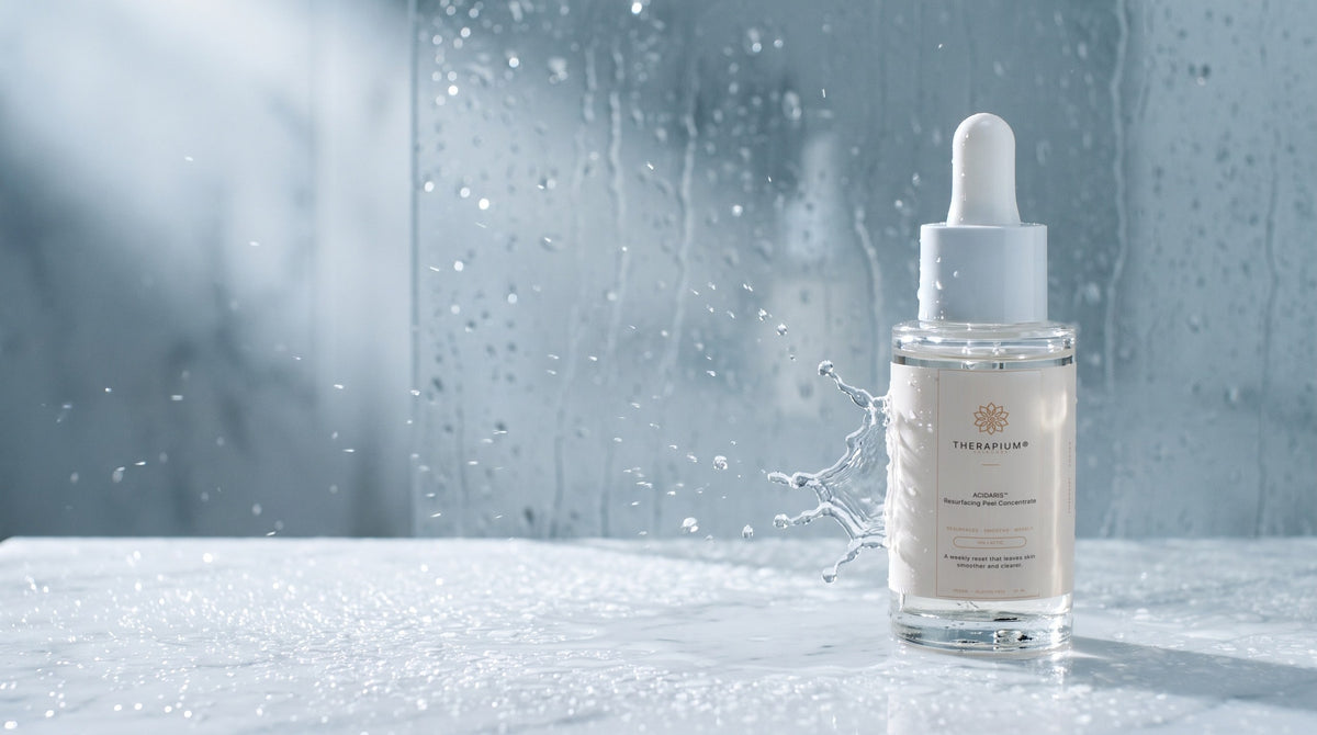 Therapium ACIDARIS™ Resurfacing Peel Concentrate in a cinematic scene