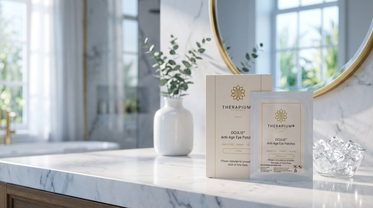 Therapium OCULIS™ Anti-Age Eye Patches in a cinematic scene