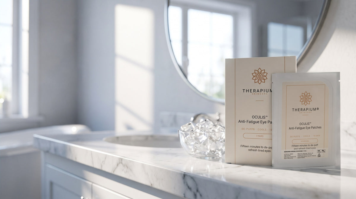 Therapium OCULIS™ Anti-Fatigue Eye Patches in a cinematic scene
