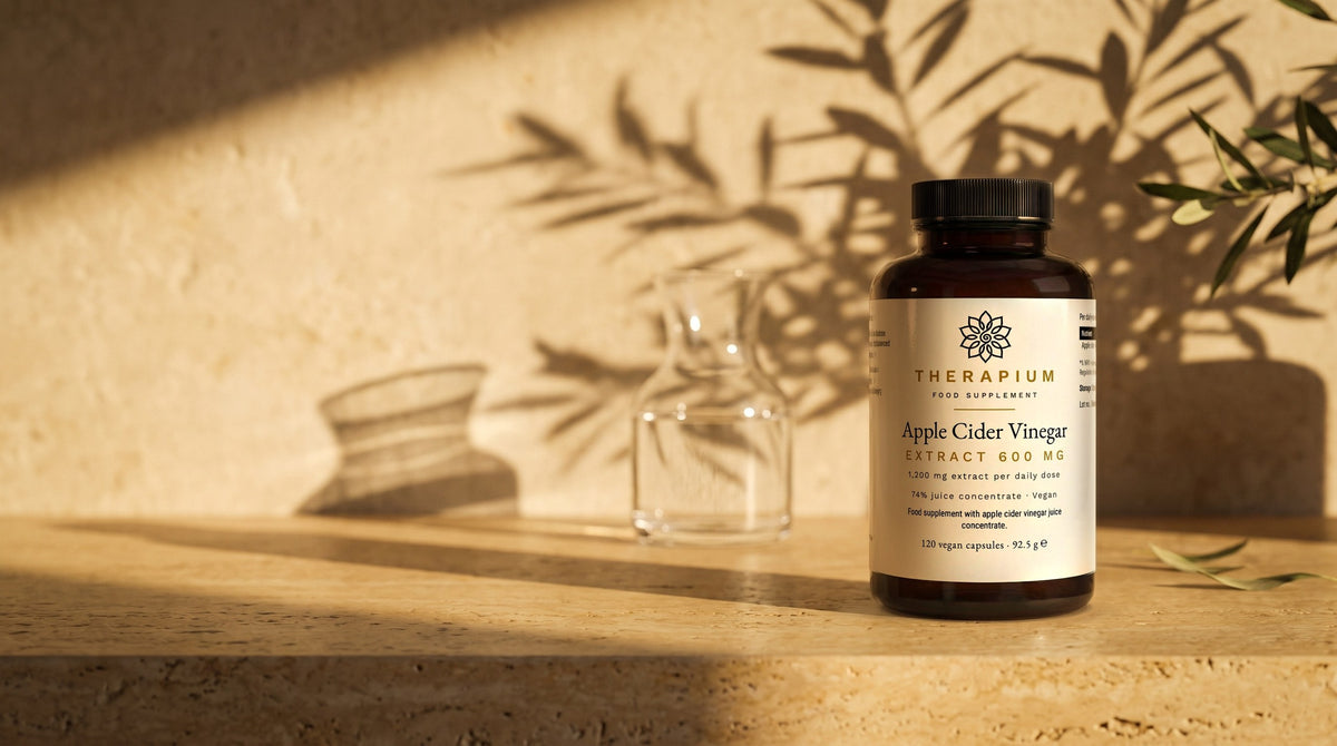 Therapium ACETARIS™ Apple Cider Vinegar Extract — 120 capsules in a cinematic scene