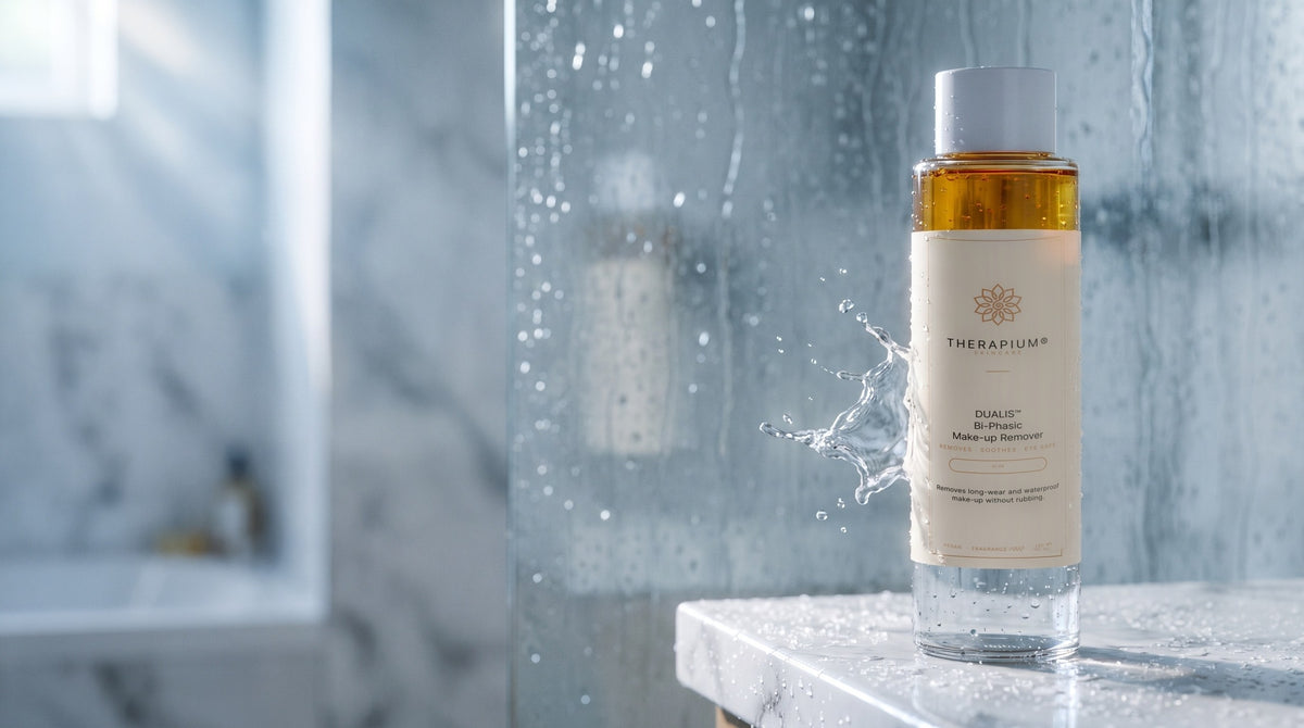 Therapium DUALIS™ Bi-Phasic Make-up Remover in a cinematic scene
