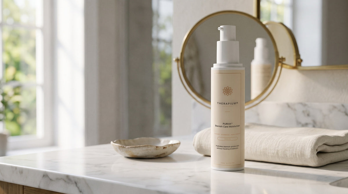 Therapium PURIVA™ Blemish Care Moisturiser in a cinematic scene