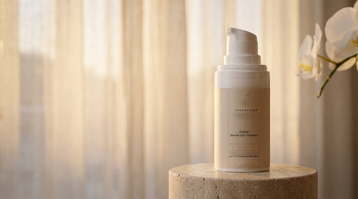 Therapium PURIVA™ Blemish Spot Treatment in a cinematic scene