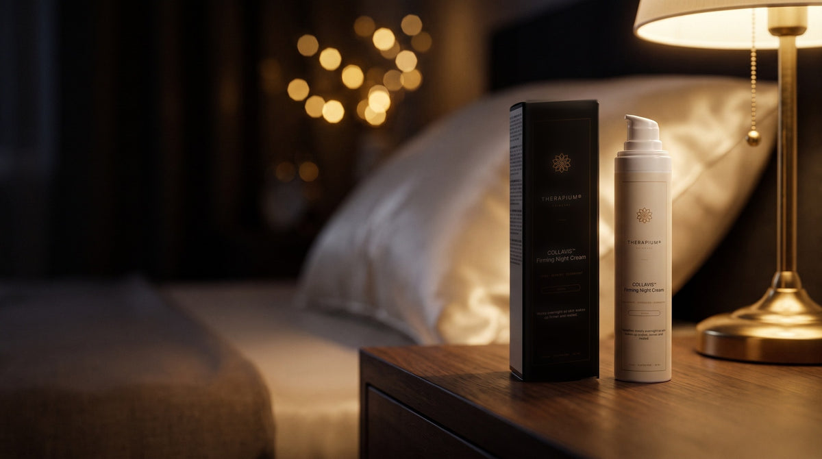 Therapium COLLAVIS™ Firming Night Cream in a cinematic scene