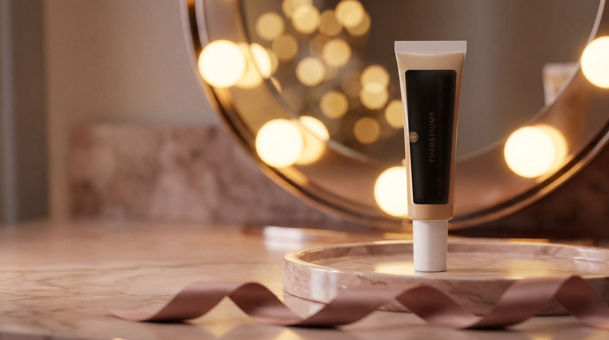 Therapium VELOURIS™ Smoothing Foundation — 20 Medium Neutral in a cinematic scene