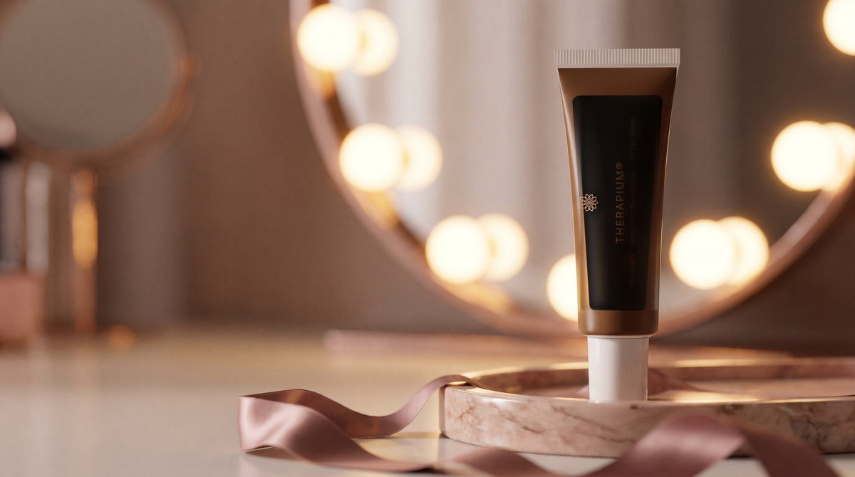 Therapium VELOURIS™ Smoothing Foundation — 35 Tan Warm in a cinematic scene