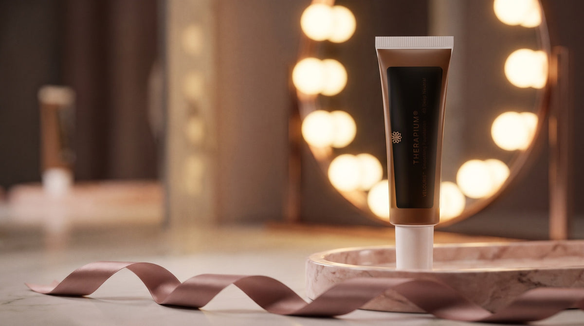 Therapium VELOURIS™ Smoothing Foundation — 40 Deep Neutral in a cinematic scene