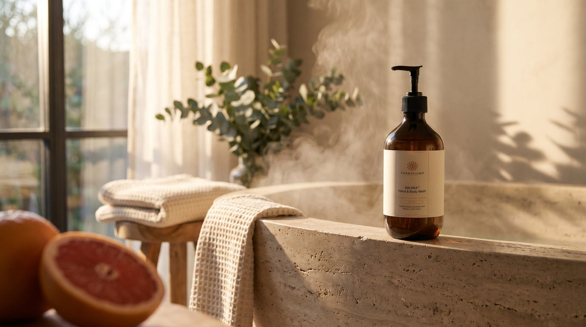 Therapium BALNEA™ Hand & Body Wash — Grapefruit in a cinematic scene