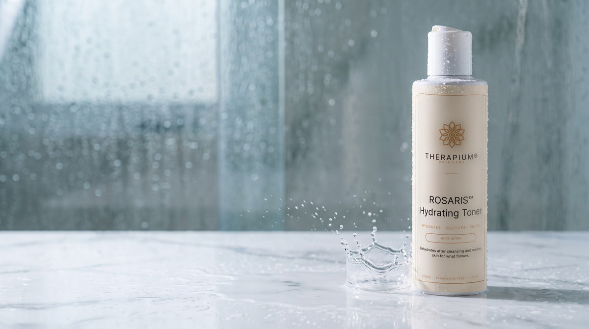 Therapium ROSARIS™ Hydrating Toner in a cinematic scene