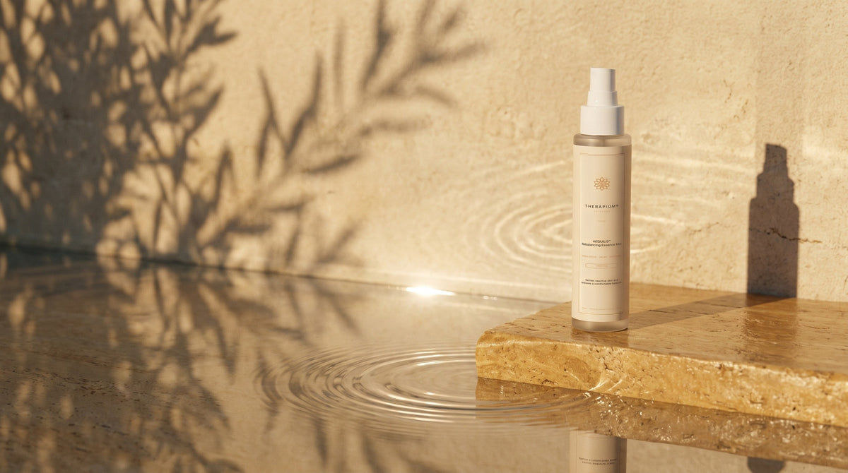 Therapium AEQUILIS™ Rebalancing Essence Mist in a cinematic scene