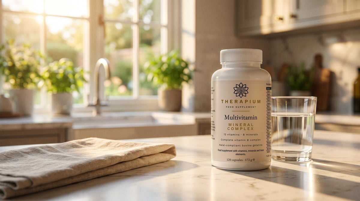 Therapium OMNIVIS™ Multivitamin & Mineral — 120 capsules in a cinematic scene