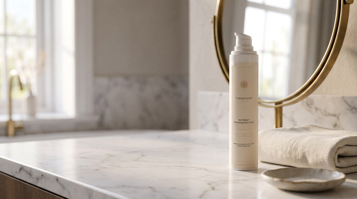 Therapium NUTRISSA™ Nourishing Rich Cream in a cinematic scene