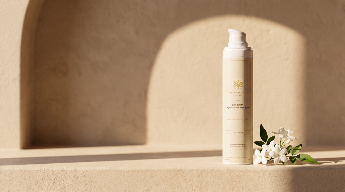 Therapium RENOVÉA™ Ageless AM / PM Cream in a cinematic scene