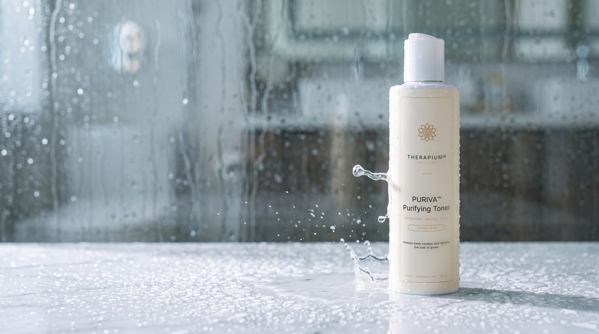 Therapium PURIVA™ Purifying Toner in a cinematic scene