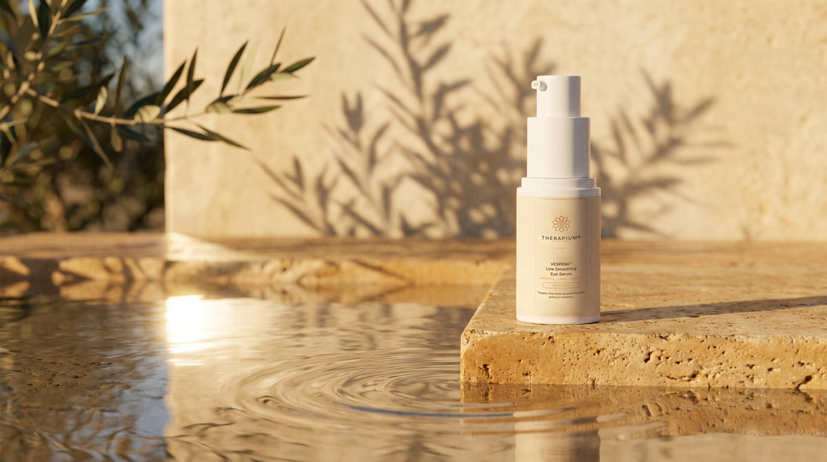 Therapium VESPERA™ Line Smoothing Eye Serum in a cinematic scene