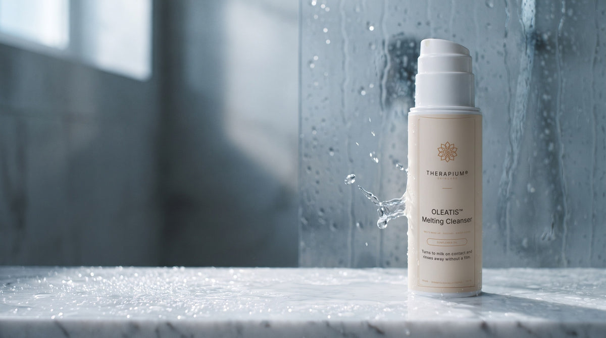 Therapium OLEATIS™ Melting Cleanser in a cinematic scene