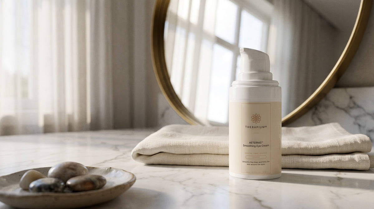 Therapium AETERNIS™ Smoothing Eye Cream in a cinematic scene