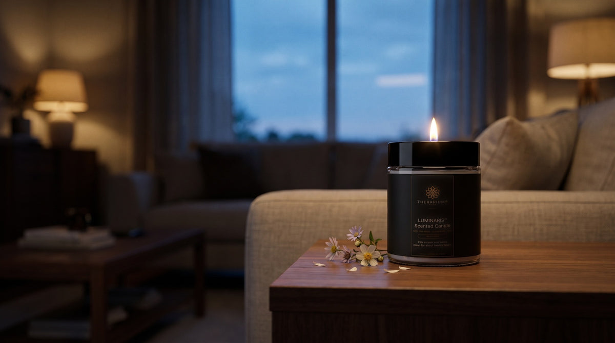 Therapium LUMINARIS™ Scented Candle — Wild Flower in a cinematic scene