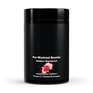 Therapium Pre-Workout Booster Raspberry, a 520 g tin of powder