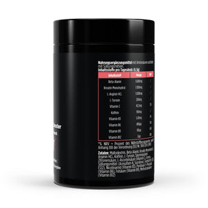 Therapium Pre-Workout Booster Raspberry, a 520 g tin of powder