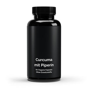 Therapium Turmeric with Piperine, a jar of 60 vegan capsules with whole turmeric root powder