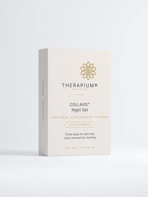 Therapium COLLAVIS Night Set gift box, front of the printed sleeve on a plain studio background