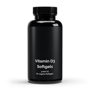 Therapium Vitamin D3 3,000 IU, a jar of 60 vegan softgels in sunflower oil