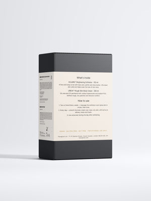 Therapium Renewal Duo gift box, back of the sleeve listing what is inside and how to use it