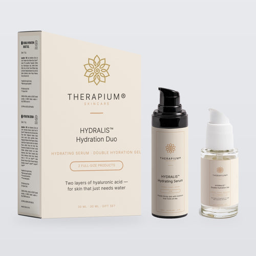 What is inside the Therapium HYDRALIS Hydration Duo: the box with Hydrating Serum 30 ml and Double Hydration Gel 30 ml