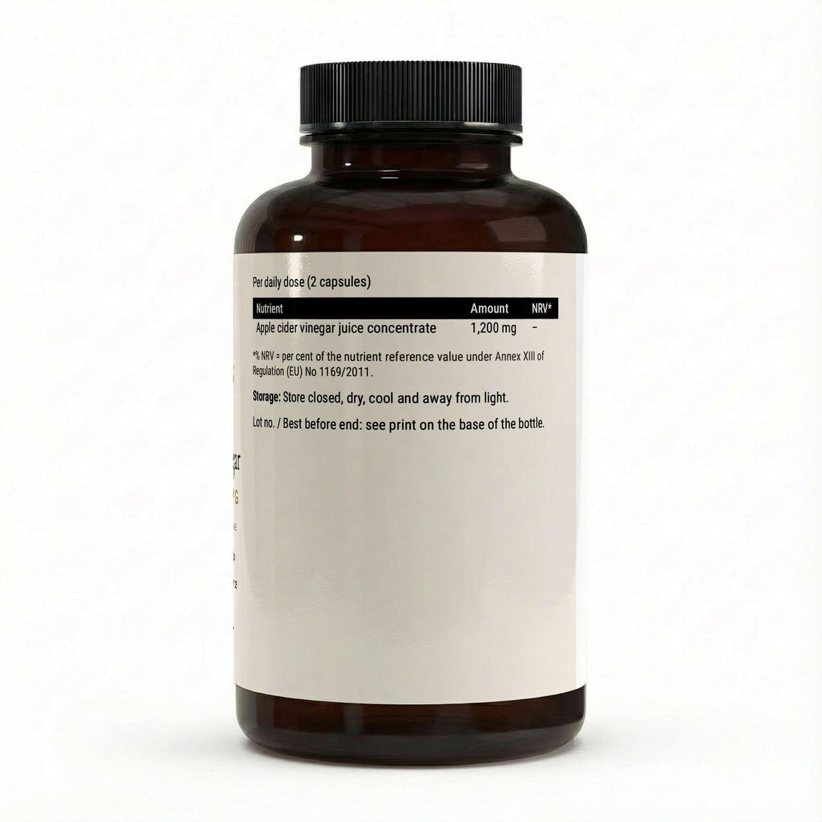 Therapium ACETARIS Apple Cider Vinegar Extract bottle, back label with the daily-dose line and ingredient list