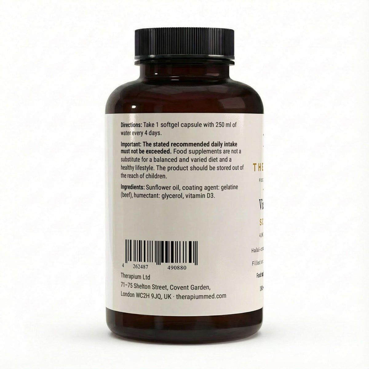 Therapium vitamin d3 4 000 iu 180 softgels — Label: Printed on the label
